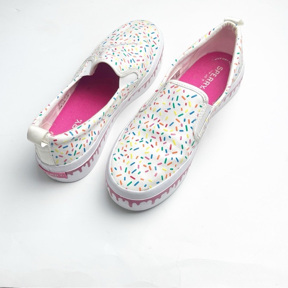 SPERRY Top Sider Ice Cream Rainbow Sprinkles Slip On Boat Shoes, Size 7.5 - Picture 1 of 11